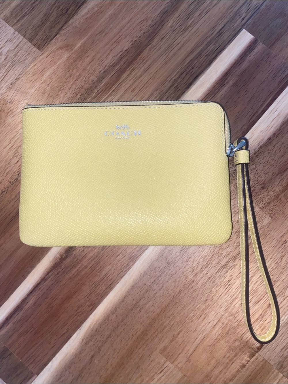 Coach Yellow Leather Corner Zip Wristlet